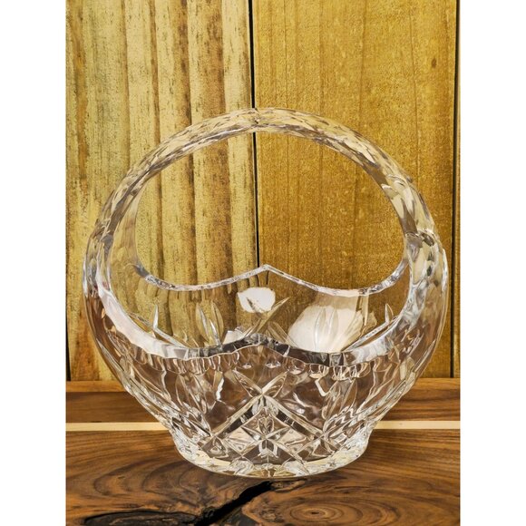 Vintage Polonia Lead Crystal Basket Vase Made In Poland - Picture 7 of 9